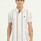 White & Orange Striped Slim Fit Polo T-Shirt | Greenfibre