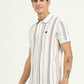 White & Orange Striped Slim Fit Polo T-Shirt | Greenfibre