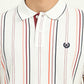 White & Orange Striped Slim Fit Polo T-Shirt | Greenfibre