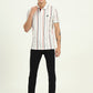White & Orange Striped Slim Fit Polo T-Shirt | Greenfibre