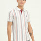 White & Orange Striped Slim Fit Polo T-Shirt | Greenfibre
