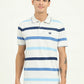 Grey & Blue Striped Slim Fit Polo T-Shirt | Greenfibre