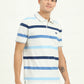 Grey & Blue Striped Slim Fit Polo T-Shirt | Greenfibre