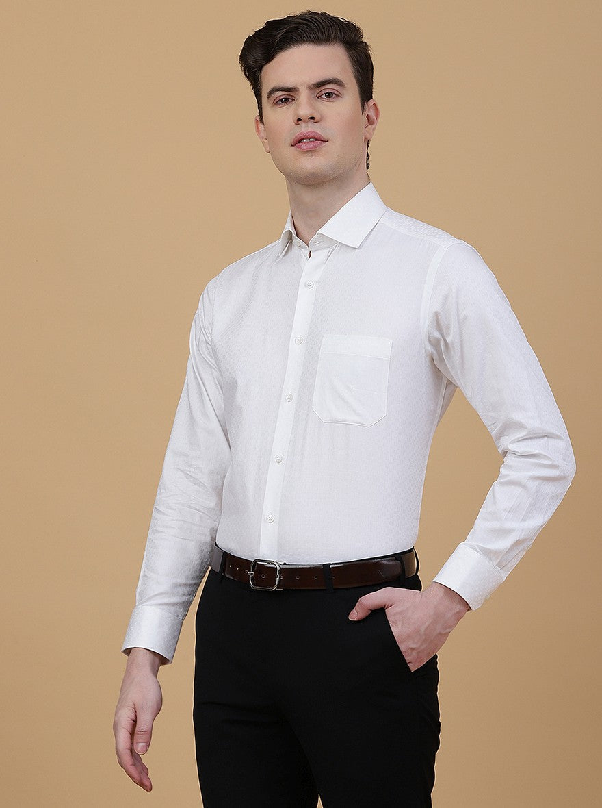 White Solid Slim Fit Formal Shirt | Greenfibre