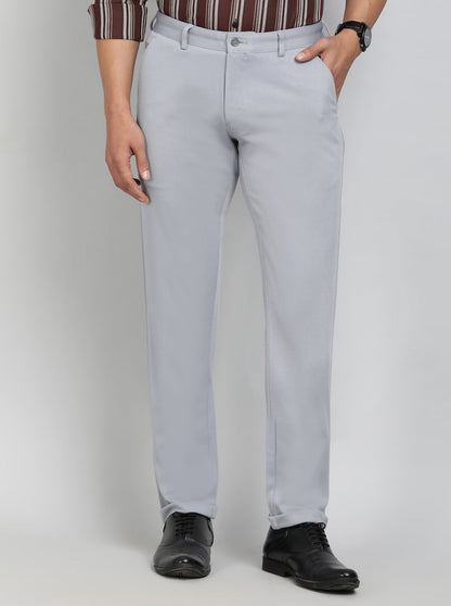 Grey Solid Slim Fit Club Wear Trouser | Greenfibre