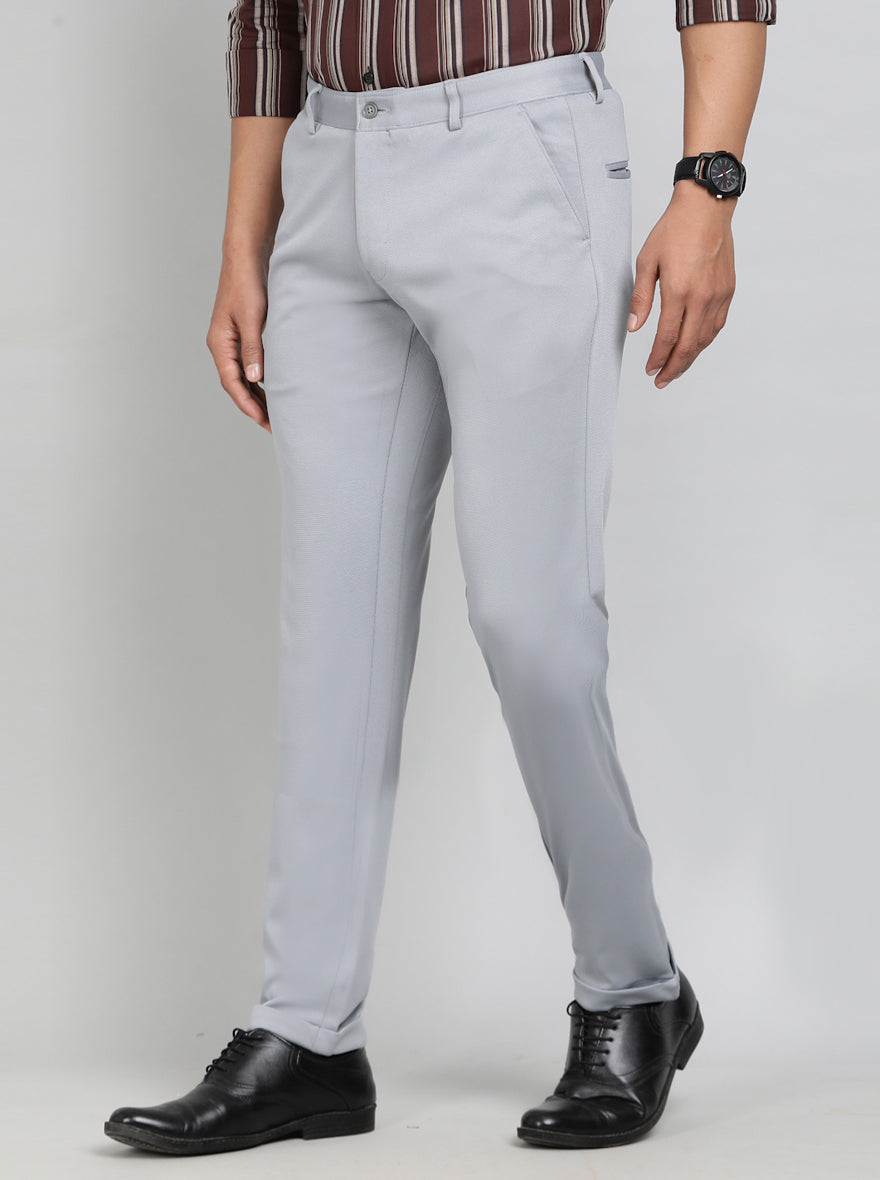 Grey Solid Slim Fit Club Wear Trouser | Greenfibre