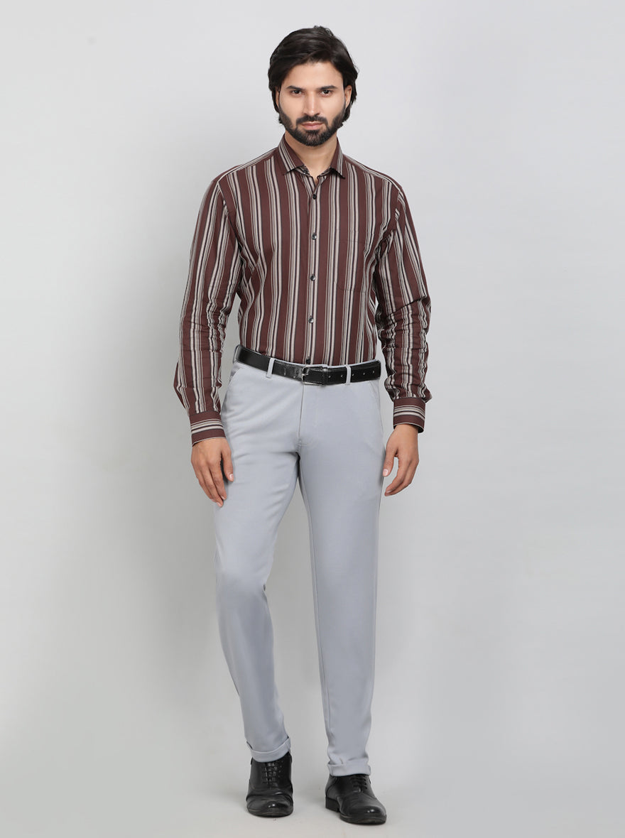 Grey Solid Slim Fit Club Wear Trouser | Greenfibre