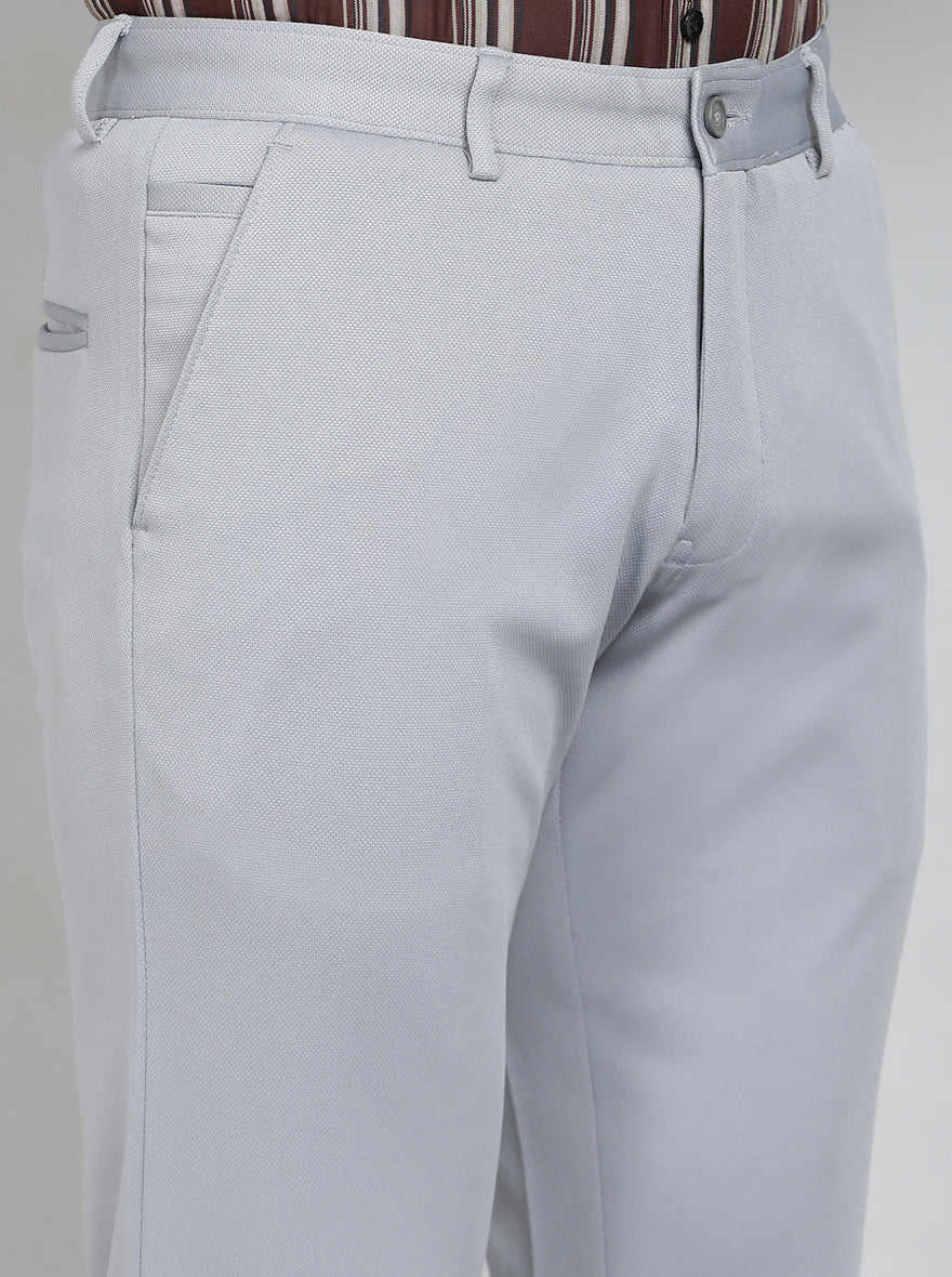 Grey Solid Slim Fit Club Wear Trouser | Greenfibre