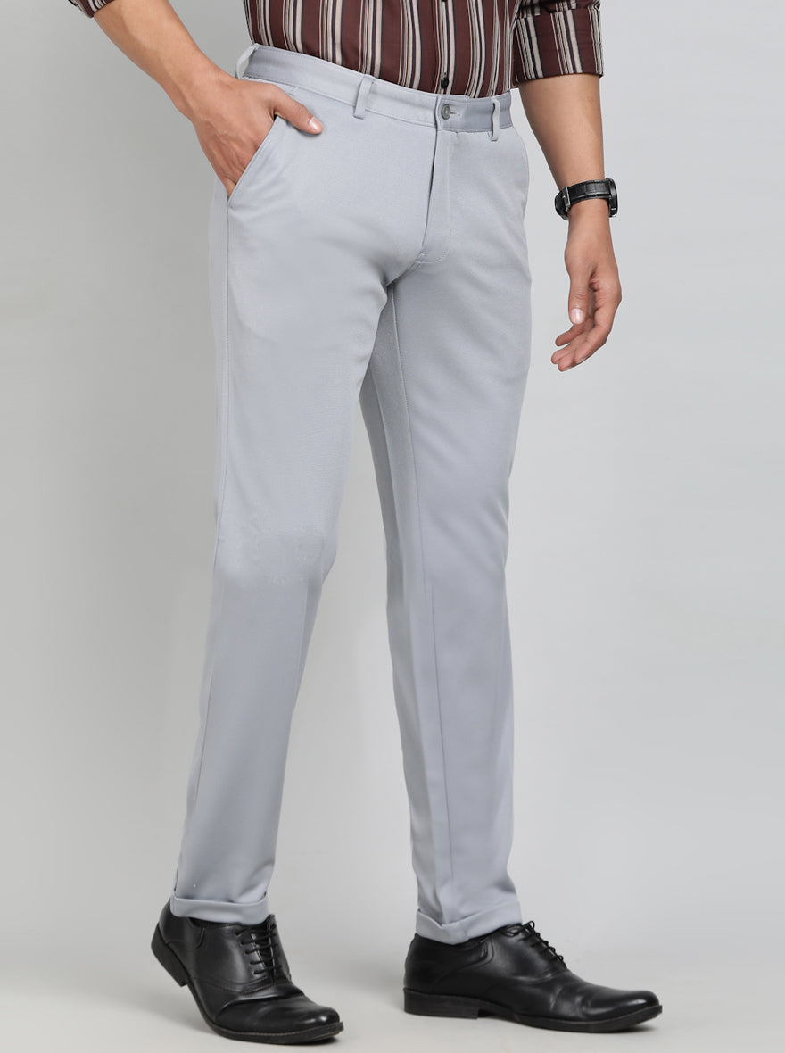 Grey Solid Slim Fit Club Wear Trouser | Greenfibre