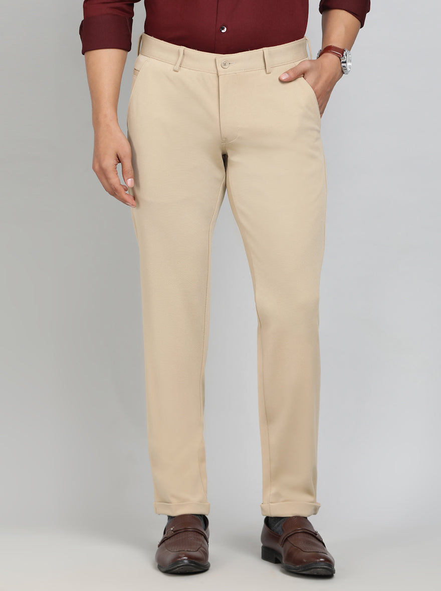 Khaki Solid Slim Fit Club Wear Trouser | Greenfibre