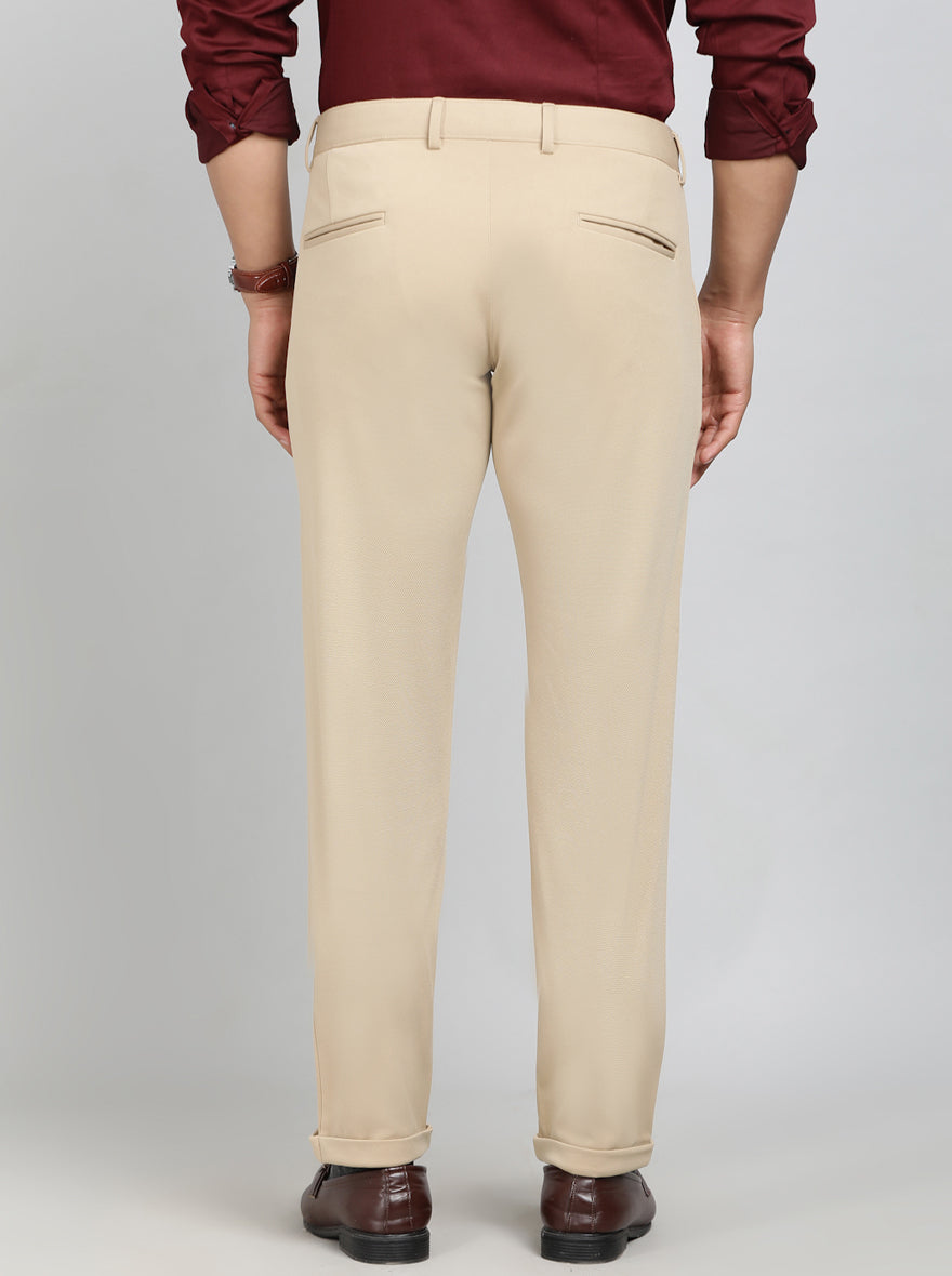 Khaki Solid Slim Fit Club Wear Trouser | Greenfibre