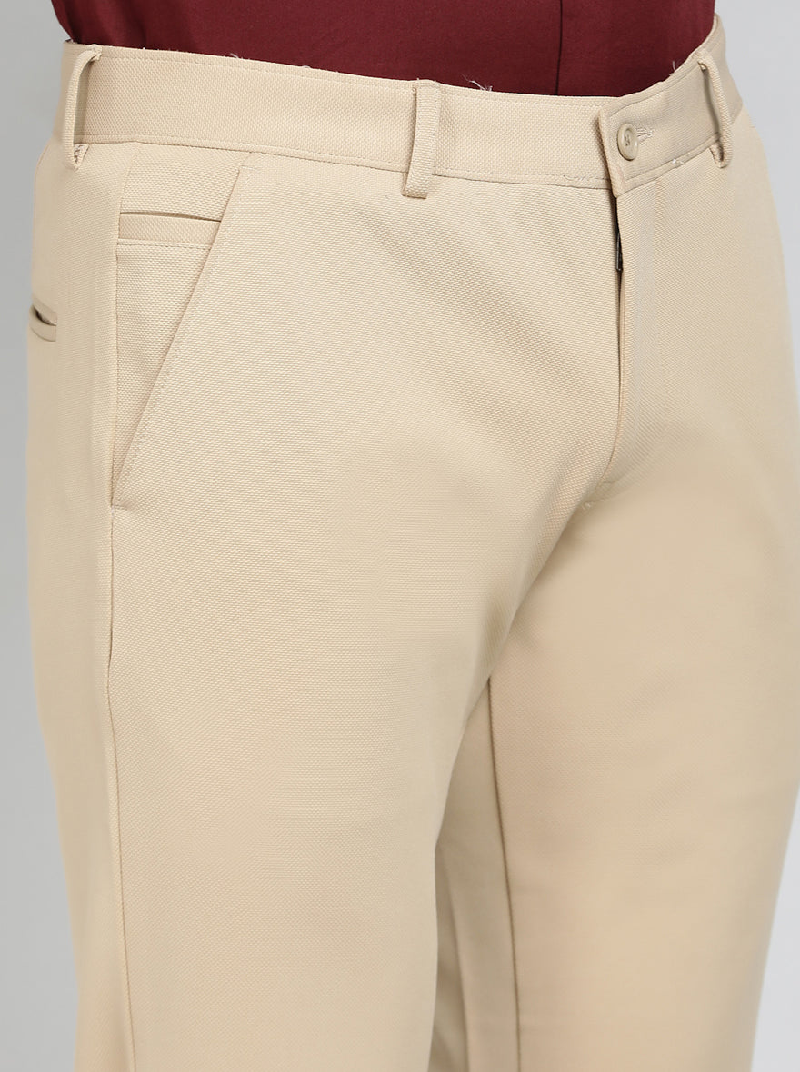 Khaki Solid Slim Fit Club Wear Trouser | Greenfibre