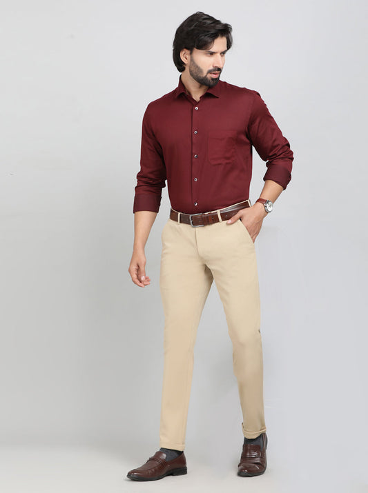 Khaki Solid Slim Fit Club Wear Trouser | Greenfibre