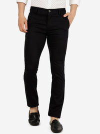 Black Solid Super Slim Fit Casual Trouser | Greenfibre