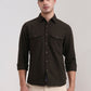 Dark Olive Brown Solid Slim Fit Casual Shirt | Greenfibre