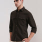 Dark Olive Brown Solid Slim Fit Casual Shirt | Greenfibre