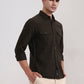 Dark Olive Brown Solid Slim Fit Casual Shirt | Greenfibre