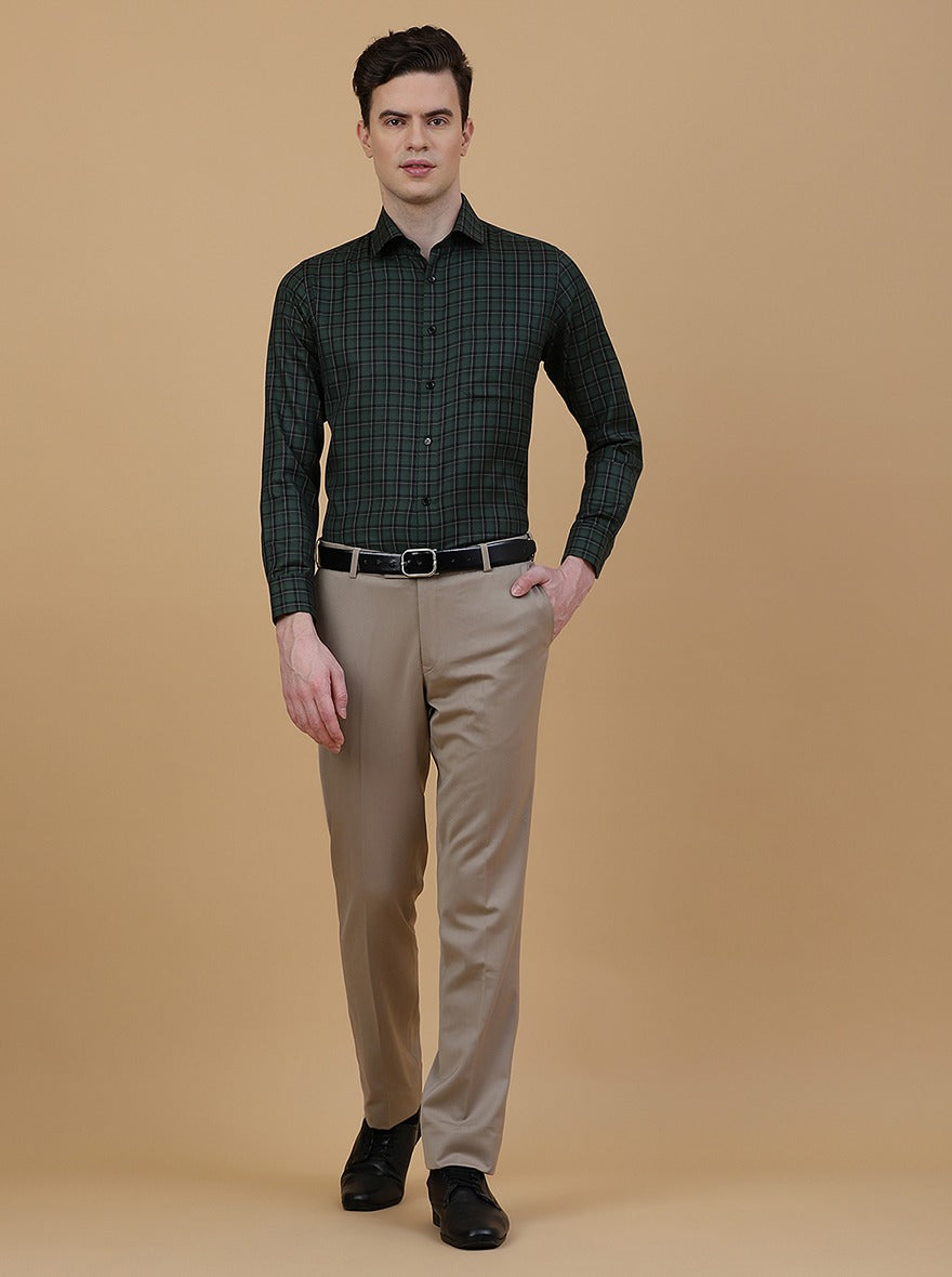 Green Checked Slim Fit Formal Shirt | Greenfibre