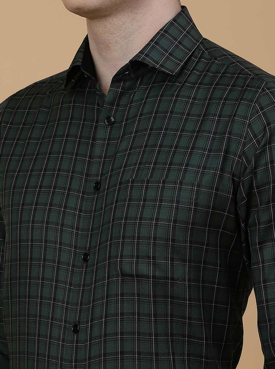 Green Checked Slim Fit Formal Shirt | Greenfibre