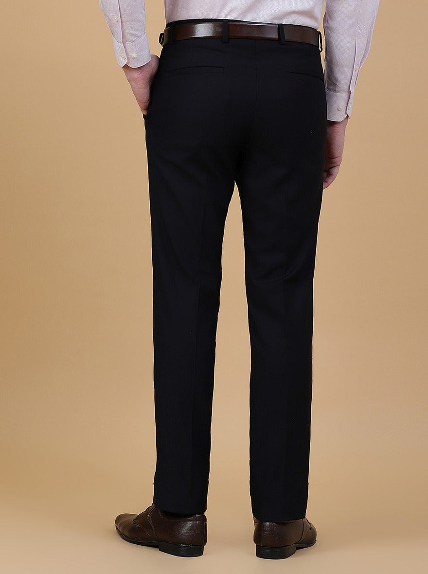 Navy Blue Solid Slim Fit Formal Trouser | Greenfibre