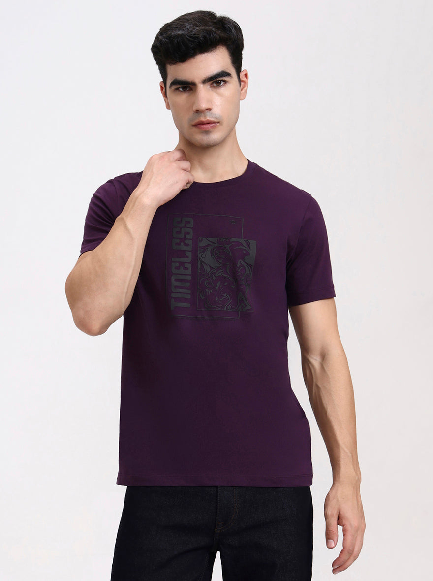 Wine Solid Slim Fit T-Shirt | Greenfibre