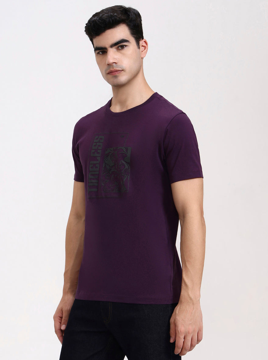Wine Solid Slim Fit T-Shirt | Greenfibre