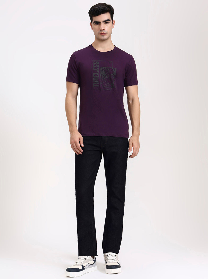 Wine Solid Slim Fit T-Shirt | Greenfibre
