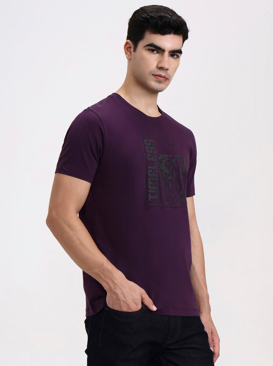 Wine Printed Slim Fit T-Shirt | Greenfibre