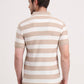 White & Beige Striped Slim Fit Polo T-Shirt | Greenfibre