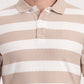 White & Beige Striped Slim Fit Polo T-Shirt | Greenfibre