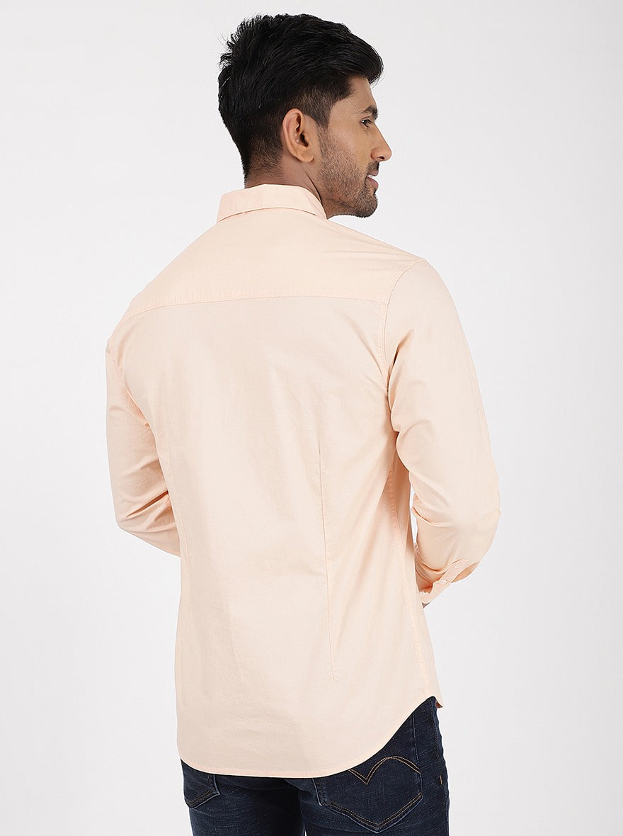 Orange Solid Slim Fit Casual Shirt | Greenfibre