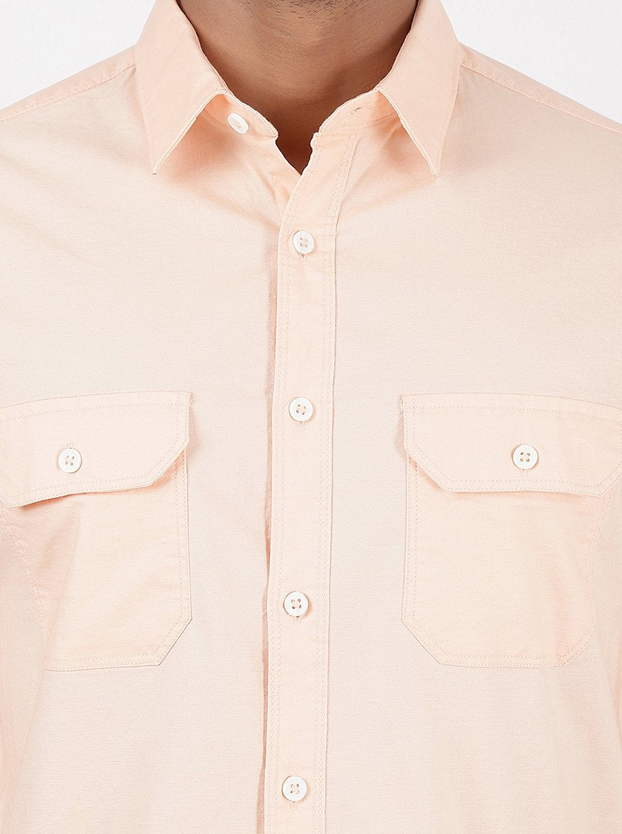 Orange Solid Slim Fit Casual Shirt | Greenfibre