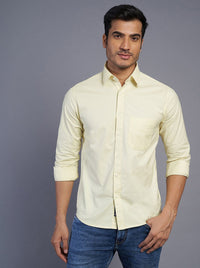 Yellow Solid Slim Fit Casual Shirt | Greenfibre