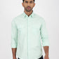 Light Green Solid Slim Fit Casual Shirt | Greenfibre