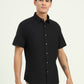 Black Solid Slim Fit Casual Shirt | Greenfibre