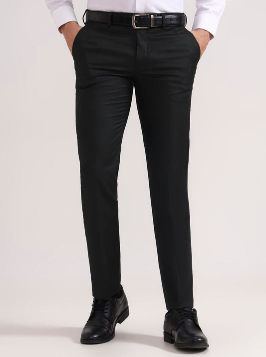 Green Solid Slim Fit Formal Trouser | Greenfibre