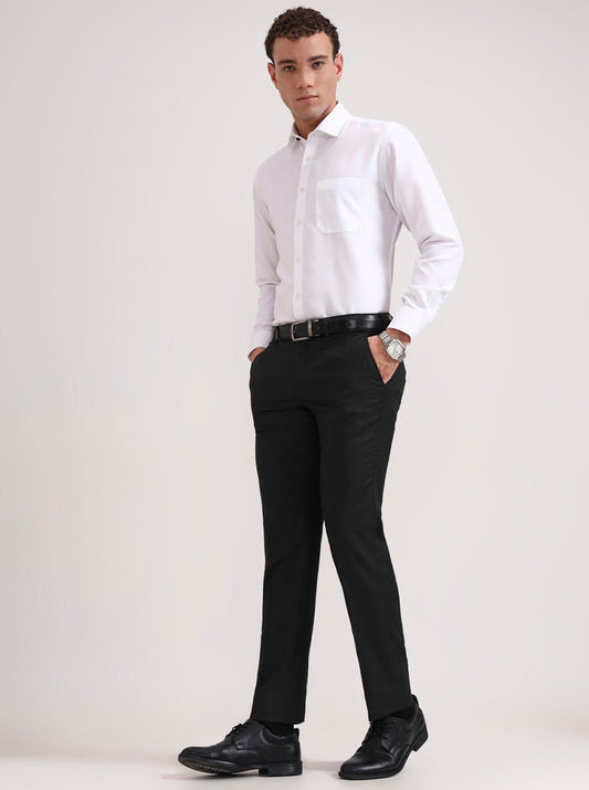 Green Solid Slim Fit Formal Trouser | Greenfibre