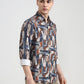 Dark Grey Printed Slim Fit Casual Shirt | Greenfibre