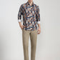 Dark Grey Printed Slim Fit Casual Shirt | Greenfibre