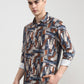 Dark Grey Printed Slim Fit Casual Shirt | Greenfibre