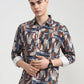 Dark Grey Printed Slim Fit Casual Shirt | Greenfibre