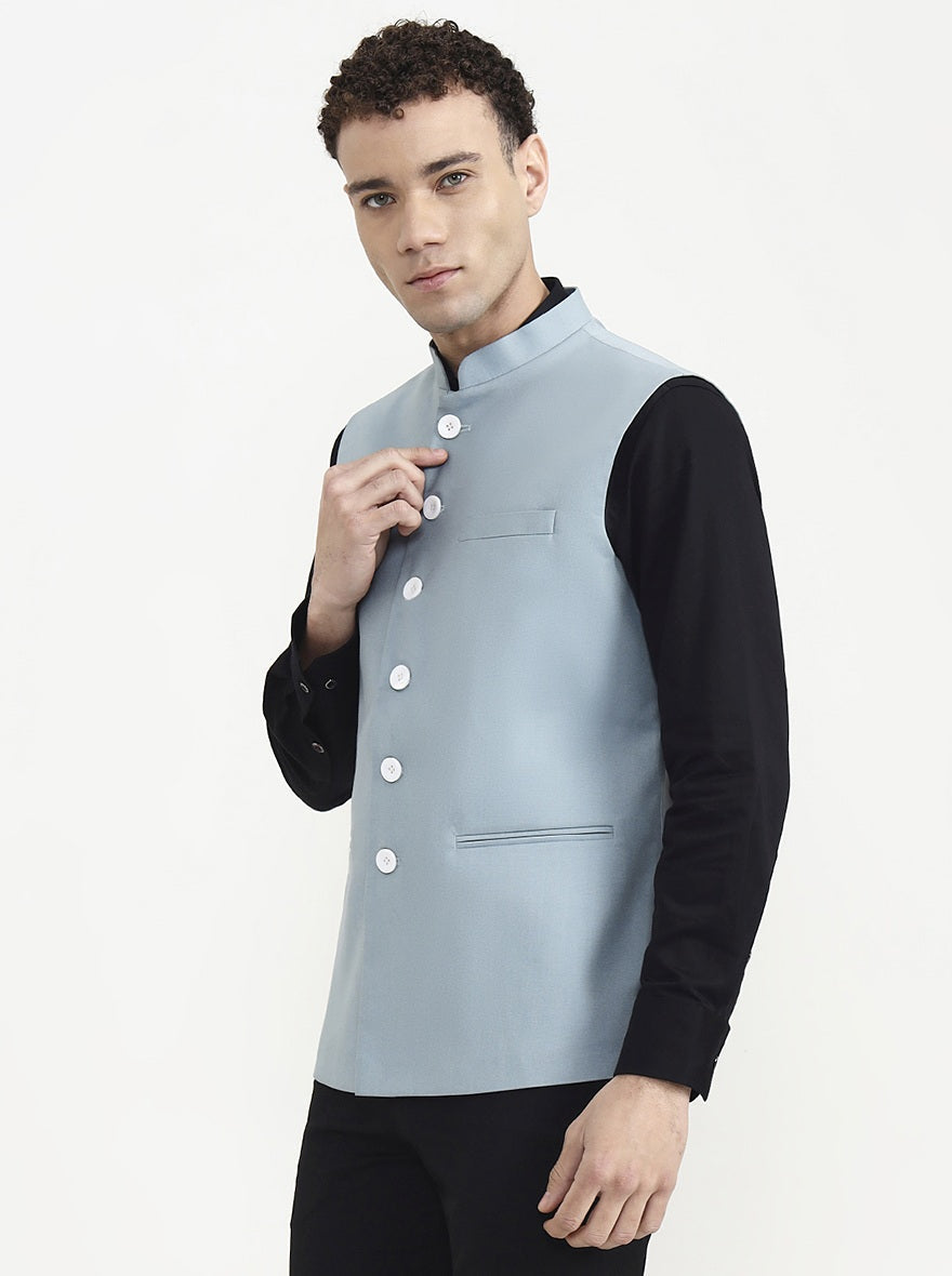 Teal Solid  Waistcoat | Greenfibre