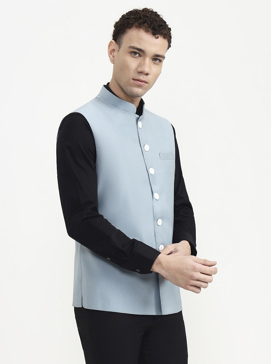 Teal Solid  Waistcoat | Greenfibre