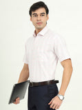 Light Pink Checked Regular Fit Formal Shirt | Greenfibre