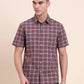 Chocolaty Brown Checked Slim Fit Casual Shirt | Greenfibre