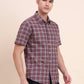 Chocolaty Brown Checked Slim Fit Casual Shirt | Greenfibre