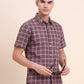 Chocolaty Brown Checked Slim Fit Casual Shirt | Greenfibre