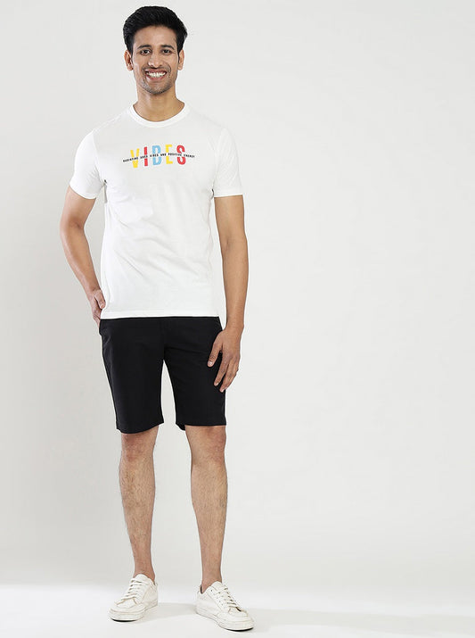 White Printed Slim Fit T-Shirt | Greenfibre