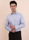 Blue Checked Regular Fit Formal Shirt | Greenfibre