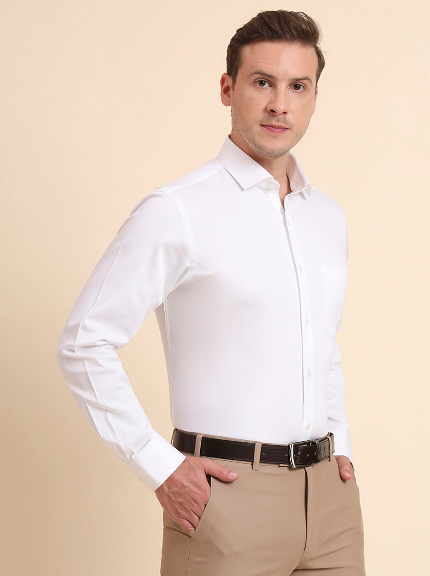 White Solid Slim Fit Party Wear Shirt | Greenfibre